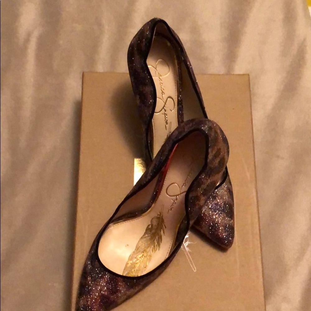 Jessica Simpson Glitter Leopard Print Heels!!!